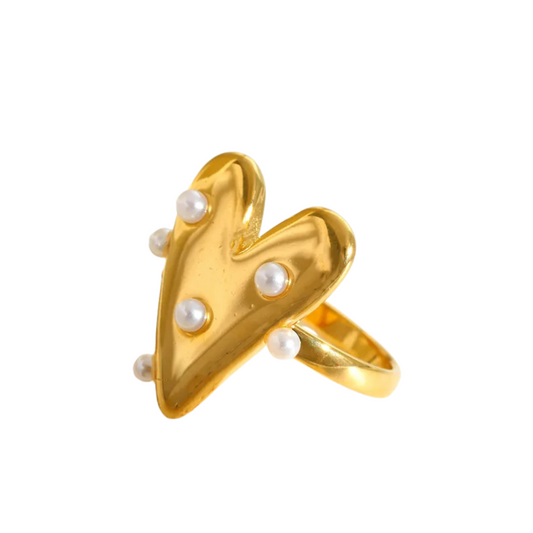 Pearl heart ring